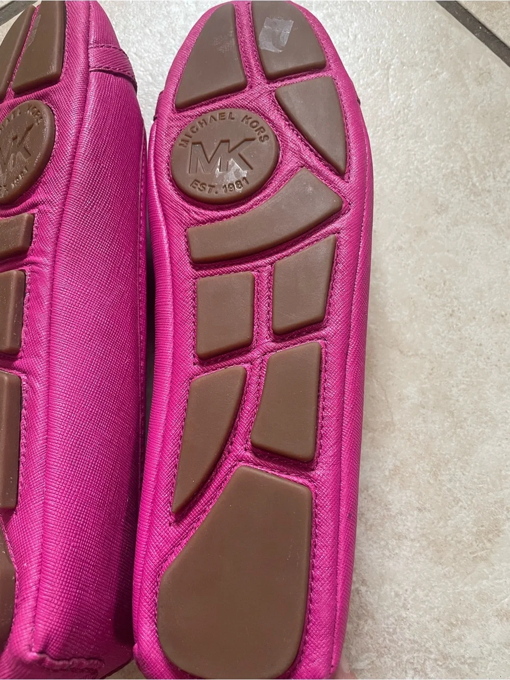 Michael Kors Hot Pink MK Logo Canvas Ballet Flats